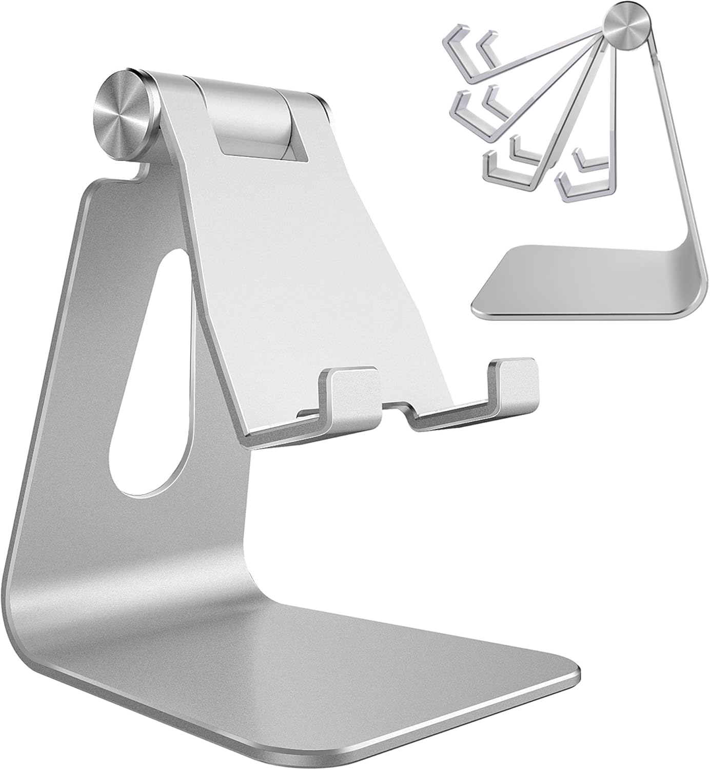 Adjustable aluminum phone stand, silver