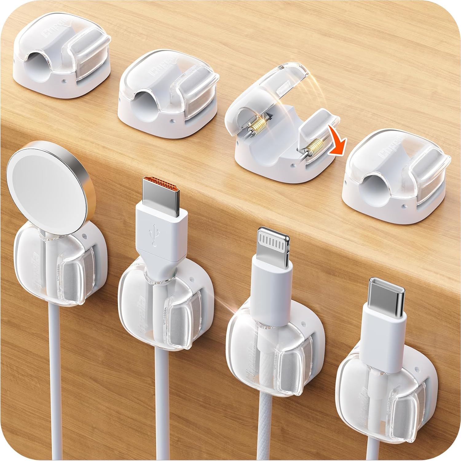 White cable clips, 8-pack