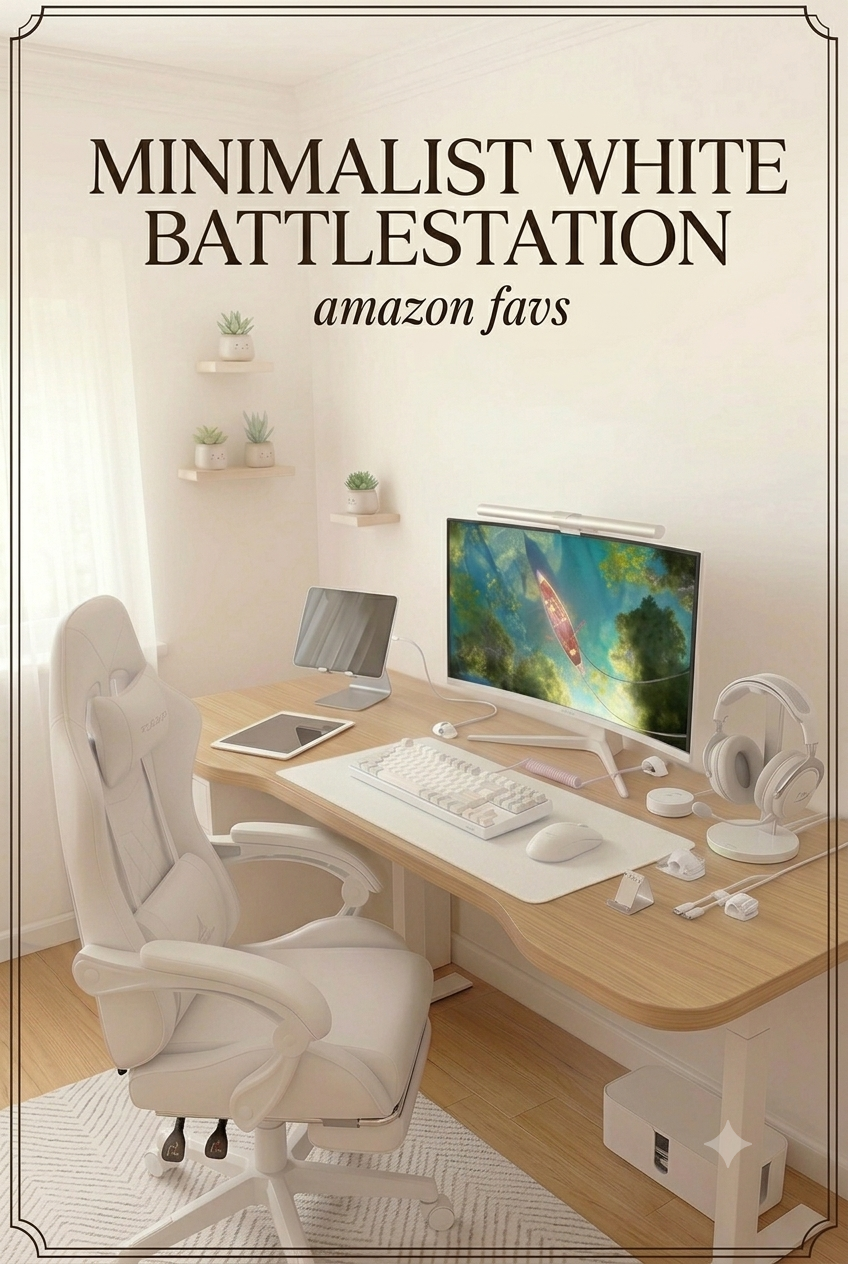 Minimalist white gaming battlestation