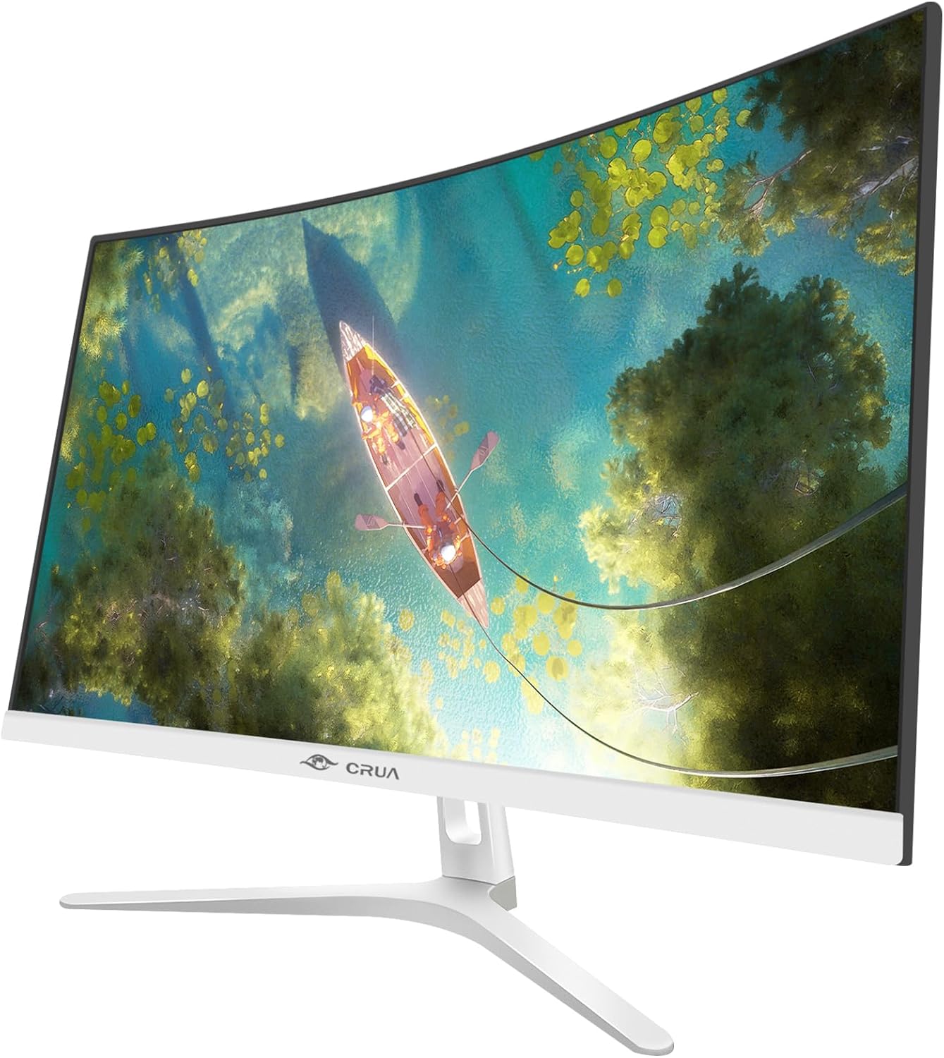 CRUA 27 inch curved white monitor