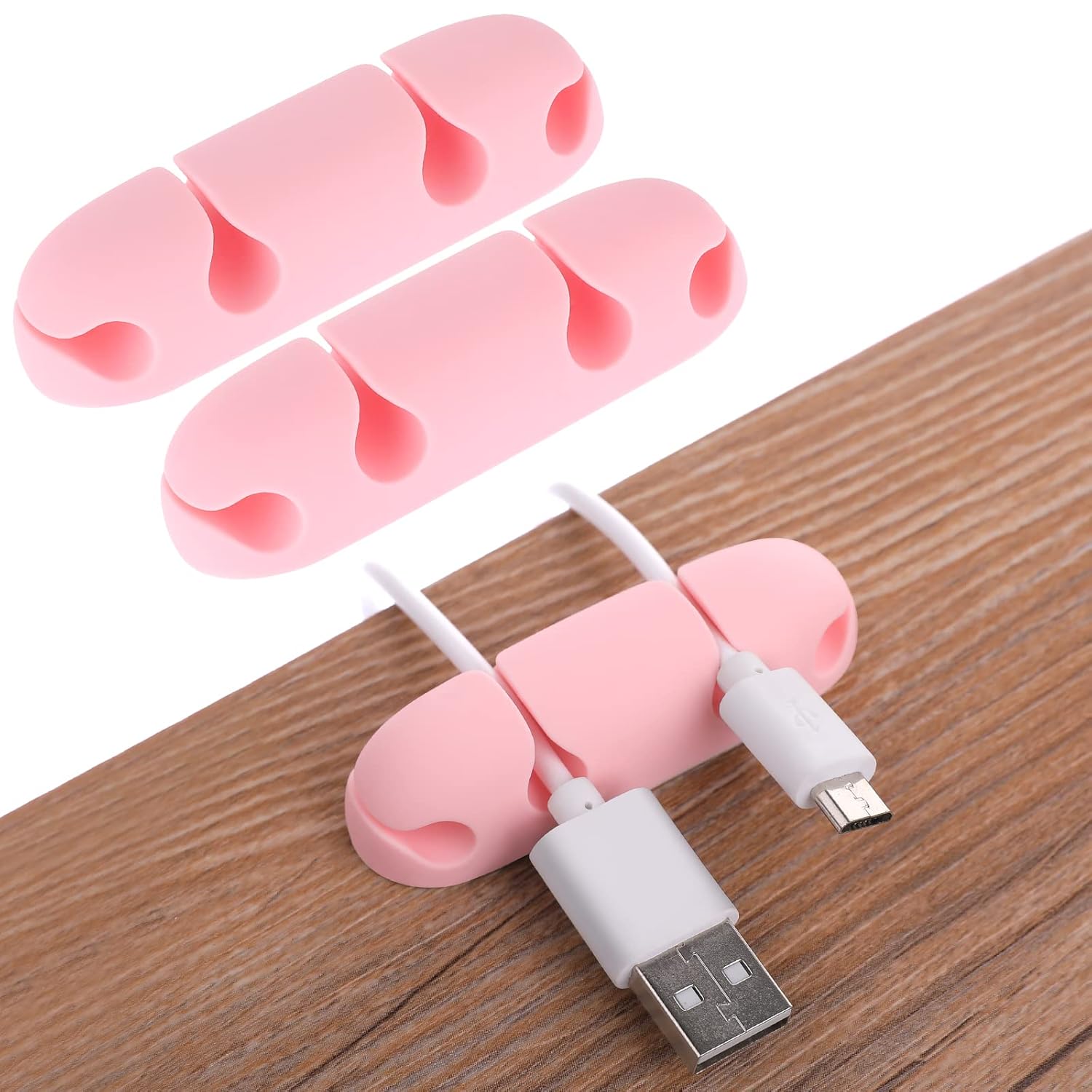 Pink cable clips — 3-pack