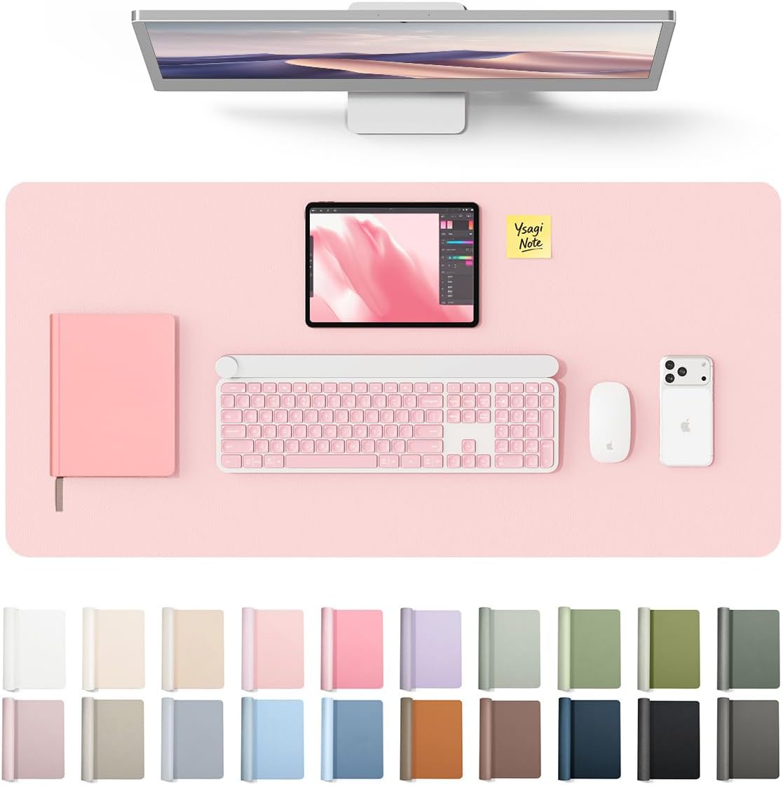 YSAGi light pink leather desk pad